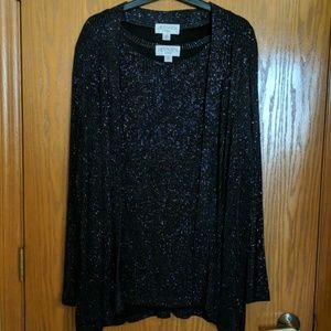 Multi-color Shimmer tank and cardigan set